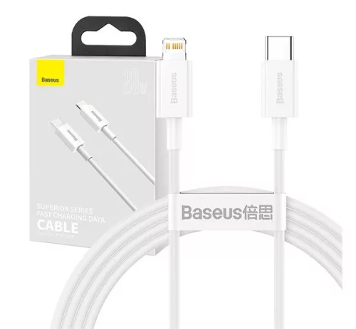 BASEUS Superior USB-C - Lightning töltőkábel 20W PD 1 m (fehér)